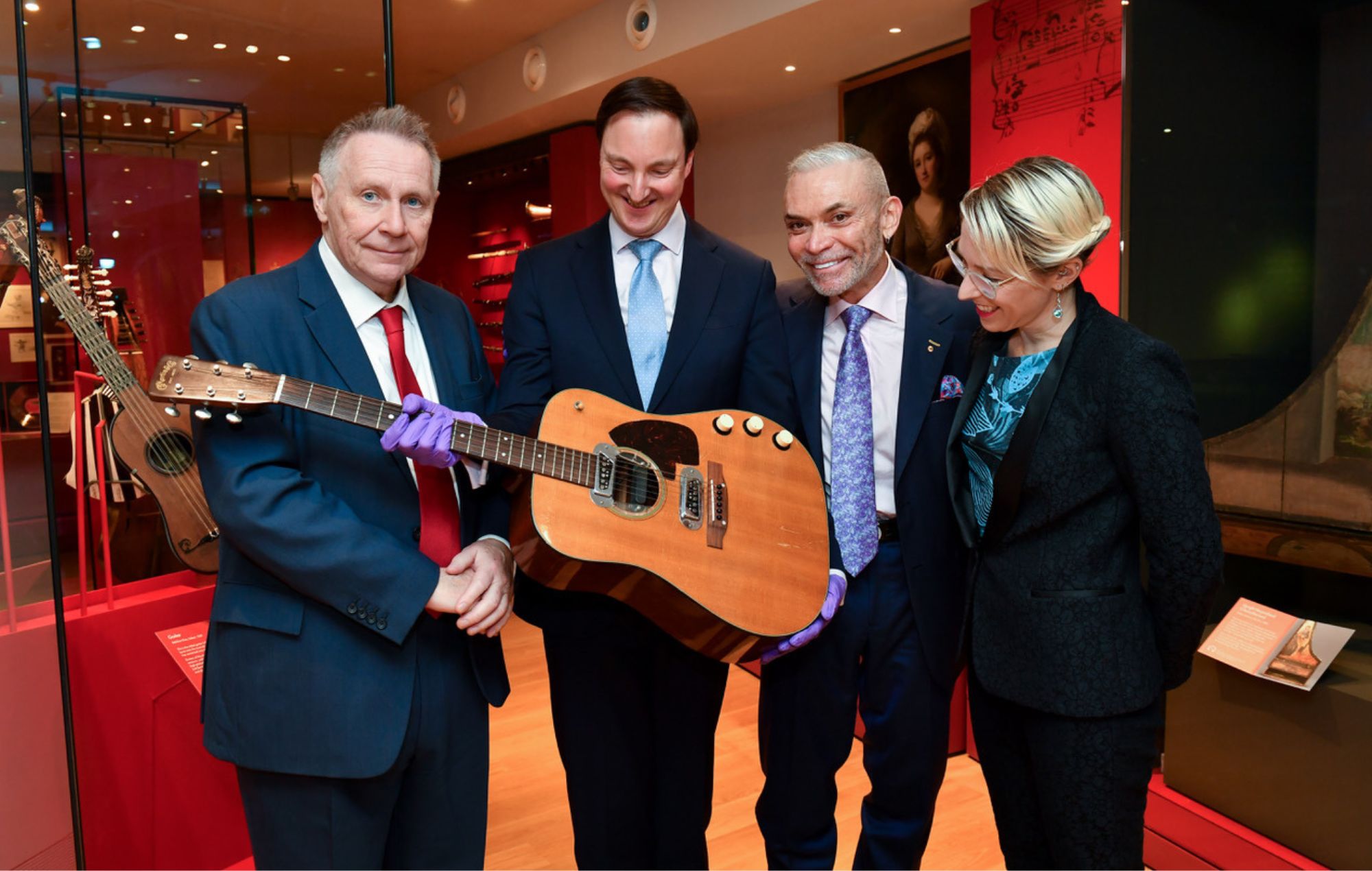 Lord Guy Black (Chairman of the Royal College of Music), JamesWilliams (Director of the Royal College of Music), Peter Freedman AM, Jennifer Brian (Deputy Curator of the Royal College of Music Museum)