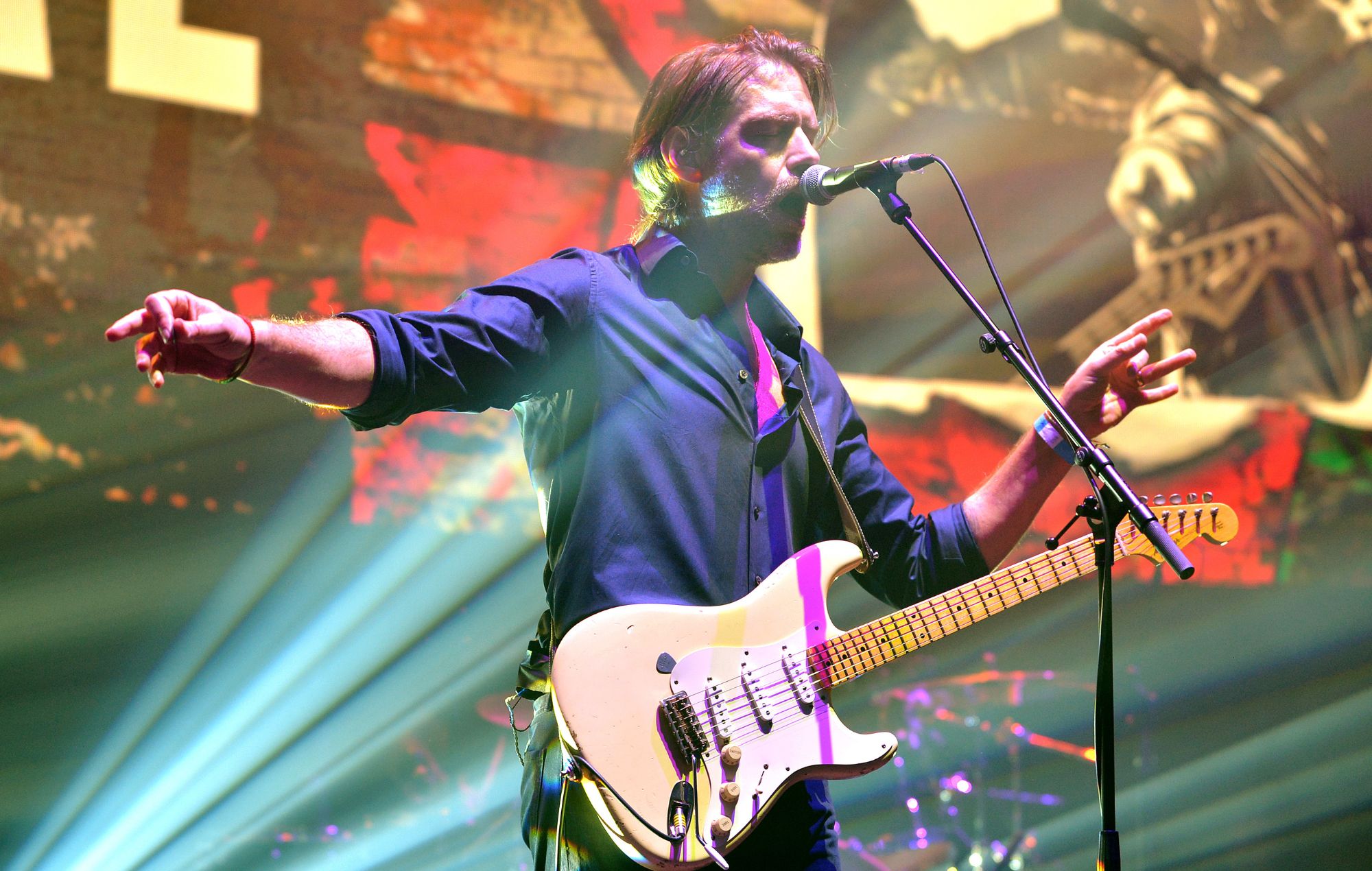 Ed O'Brien of Radiohead performs live