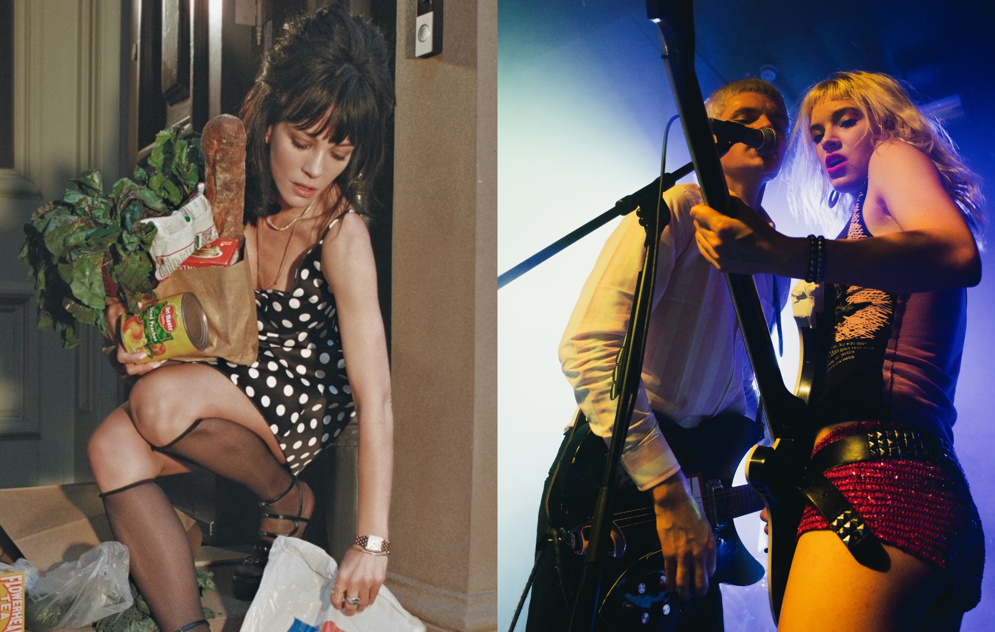 two side by side photographs of Lily Allen (left) and The Molotovs (right)
