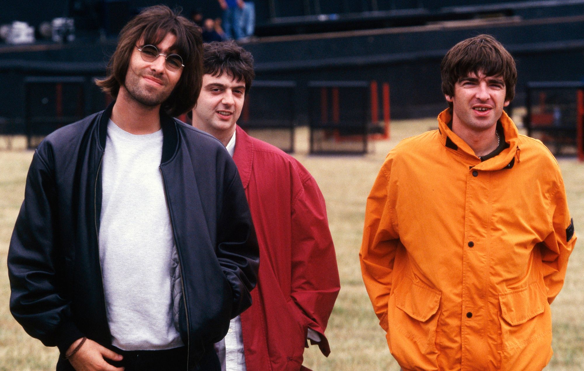 Liam Gallagher, Paul 'Guigsy' McGuigan and Noel Gallagher, 1996