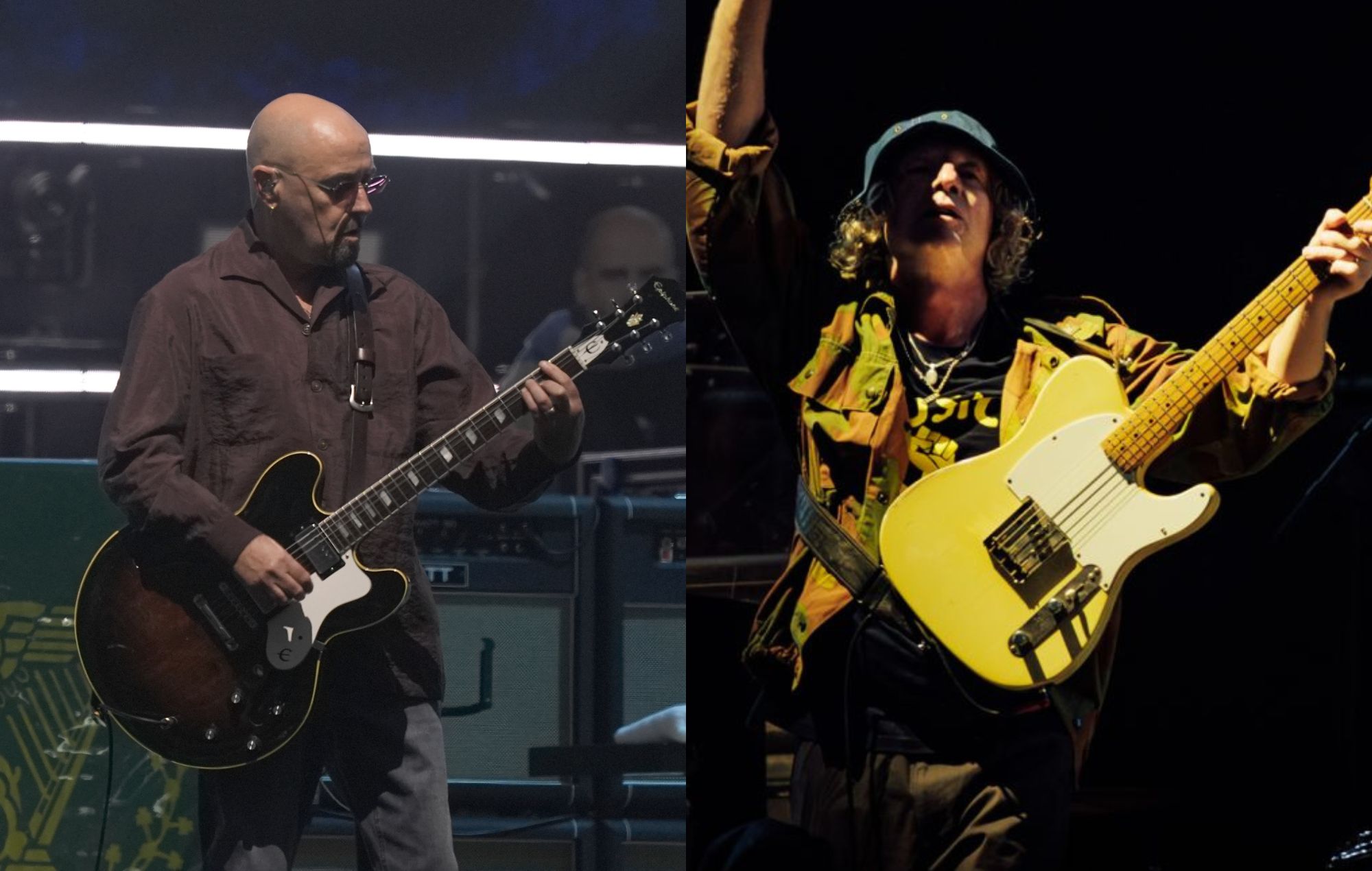 Bonehead and Cast's John Power at the Oasis reunion shows in Cardiff, July 2025