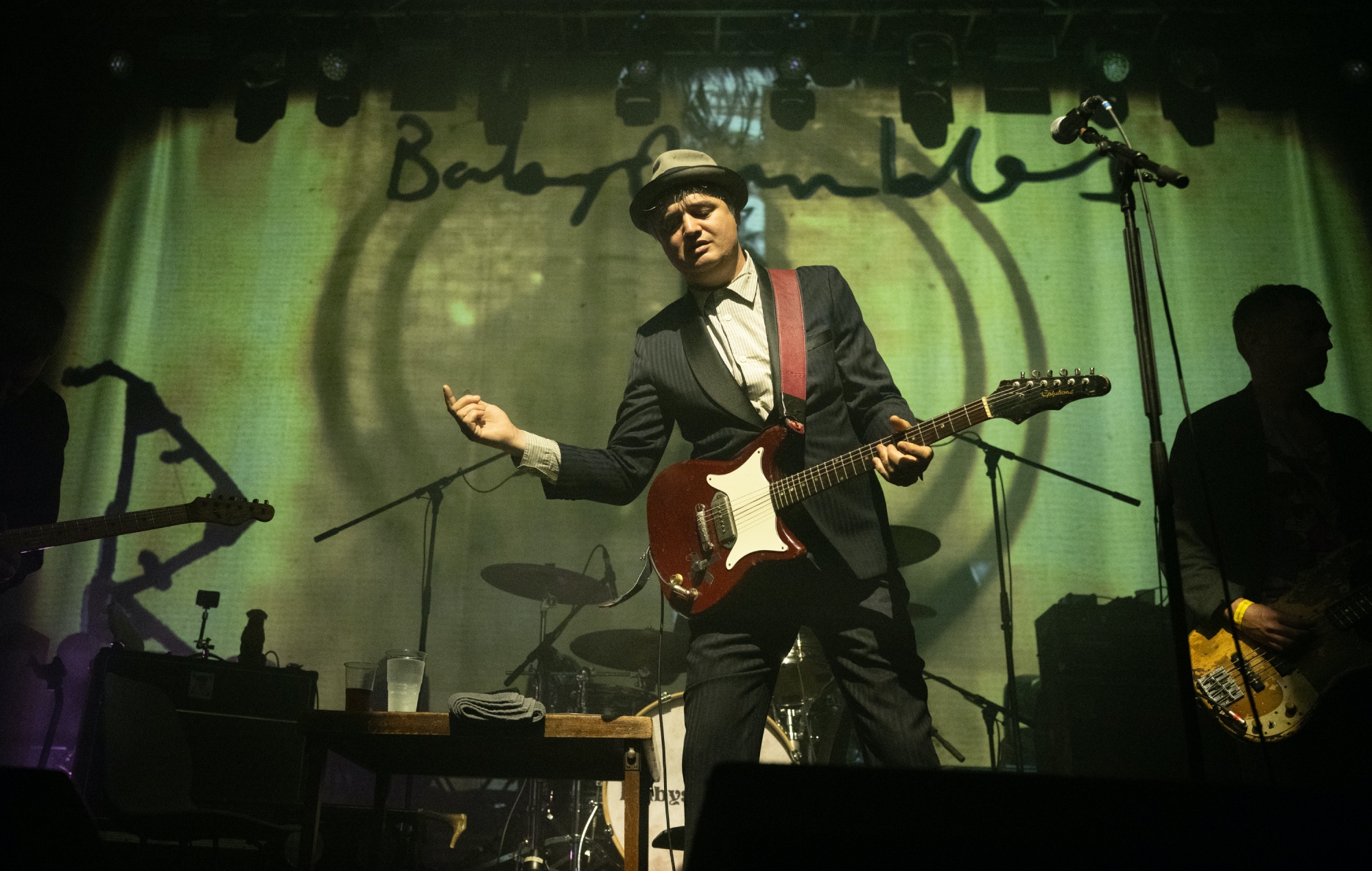 Pete Doherty performing live on stage with Babyshambles, photo by