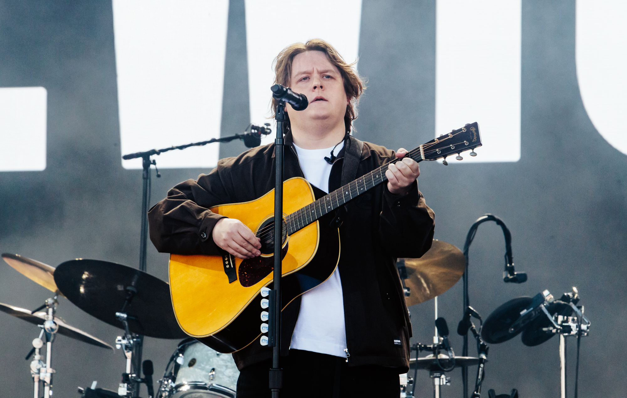 Lewis Capaldi performs at Glastonbury 2025, photo by Andy Ford