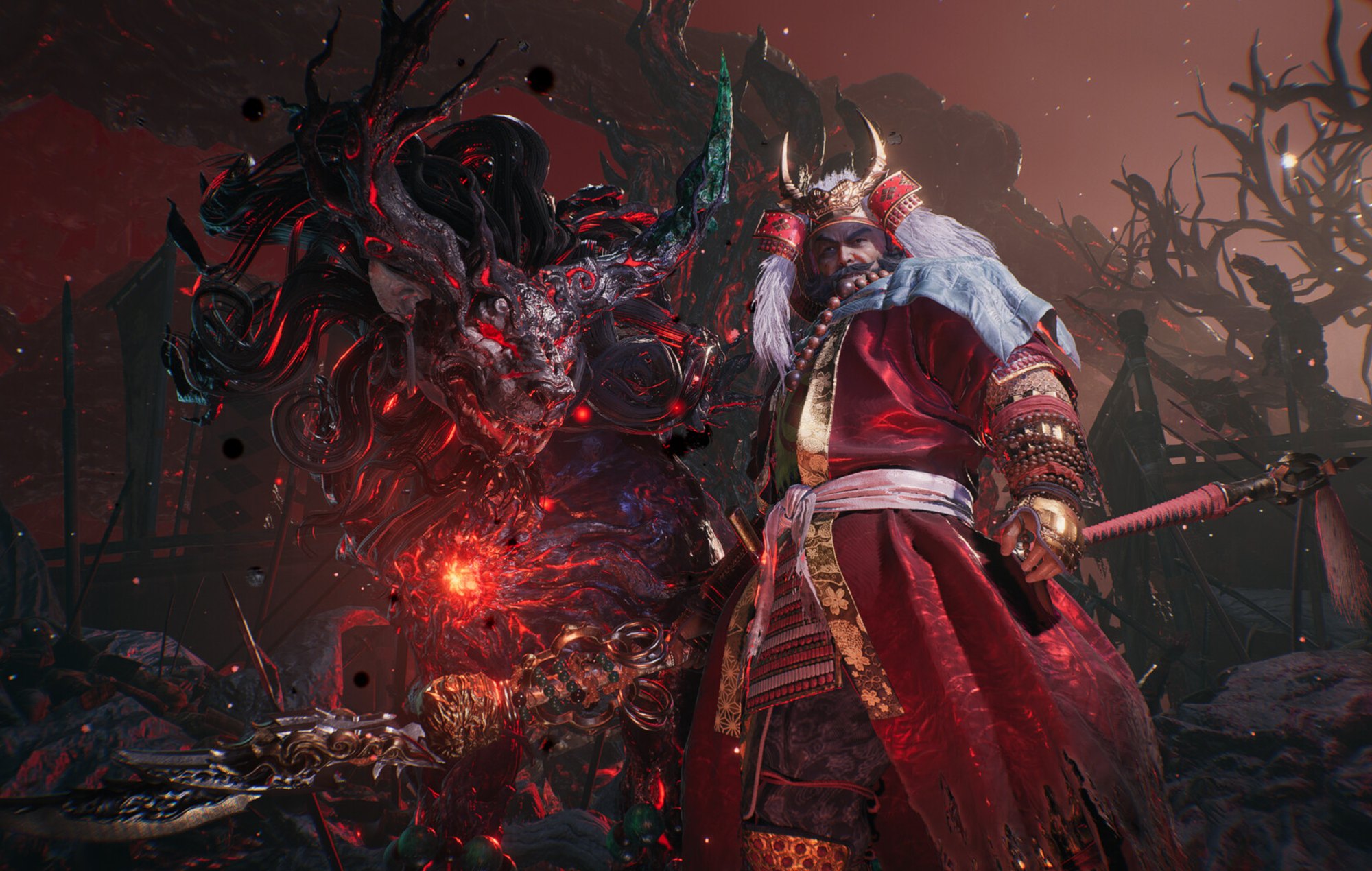 Nioh 3 Demo Rewards: A boss can be seen with their Guardian Spirit.