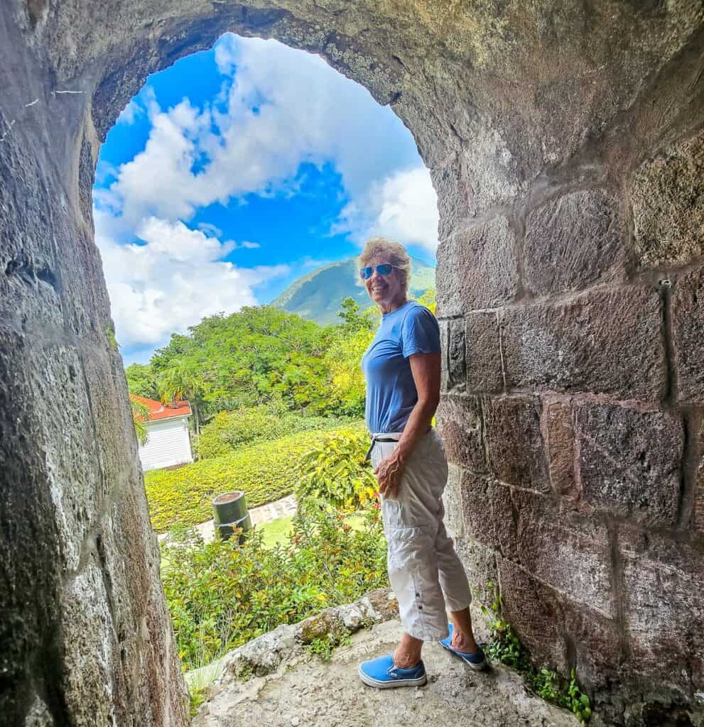 View to Nevis Peak from the Fort Charles ruins