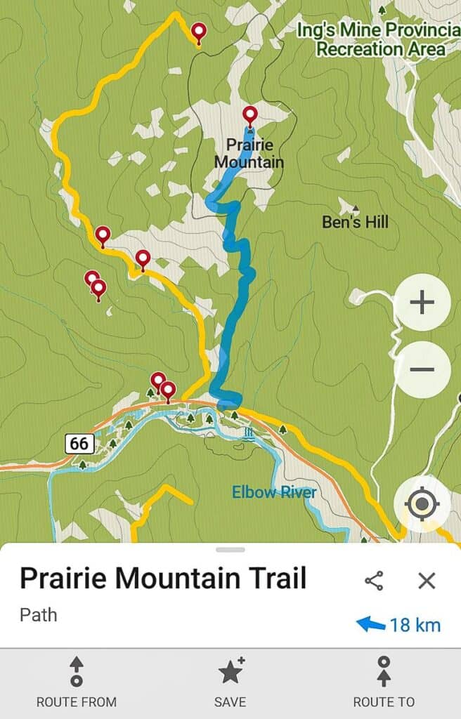 Screen shot from Organic Maps showing some of my tracks