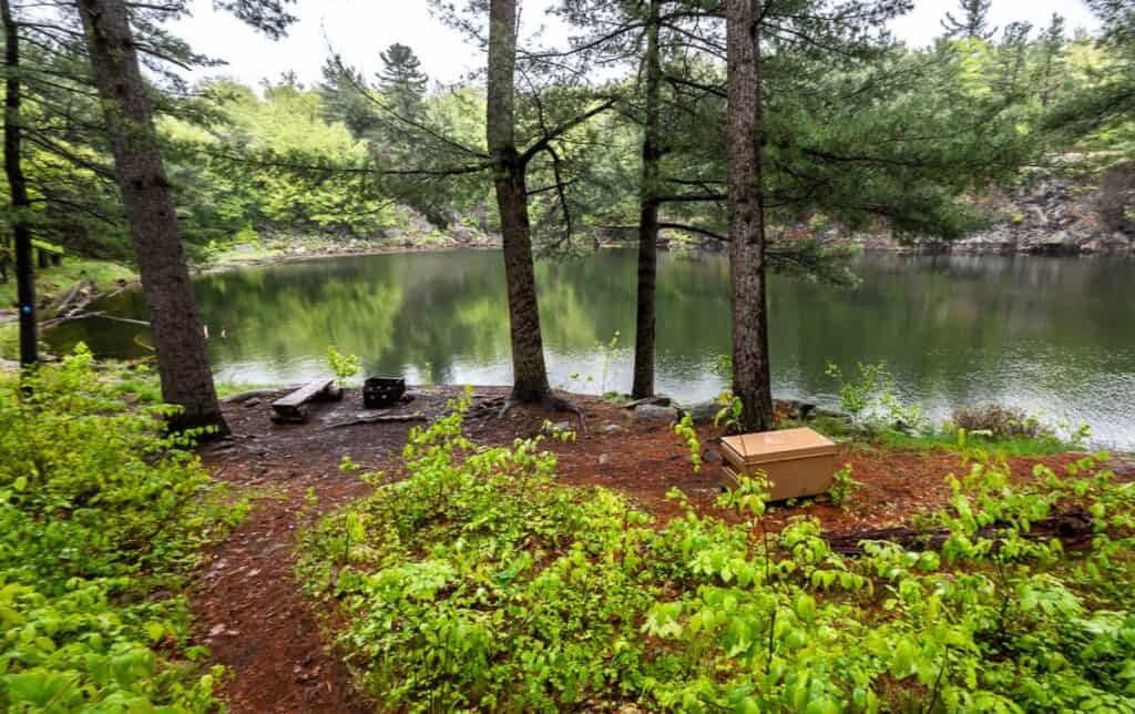 Campsite 16 on Clearwater Lake in Frontenac Provincial Park