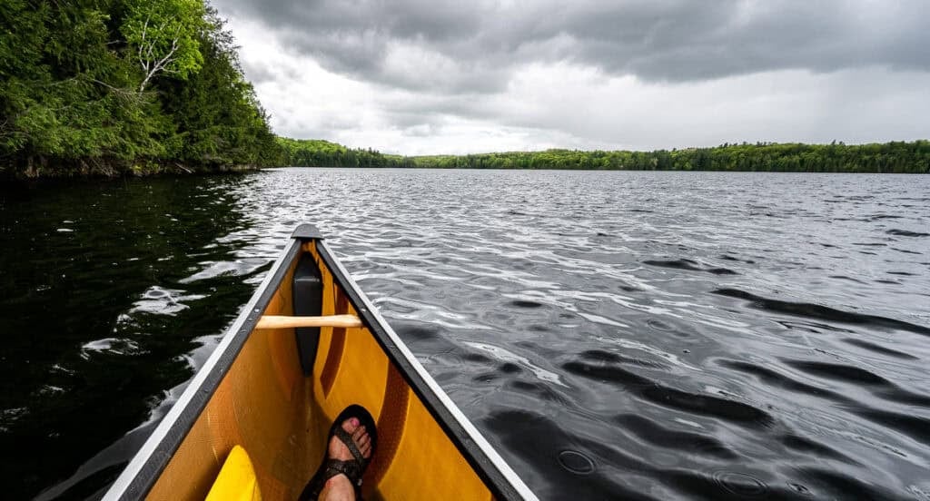 Heading southwest on Birch Lake towards Campsite #7