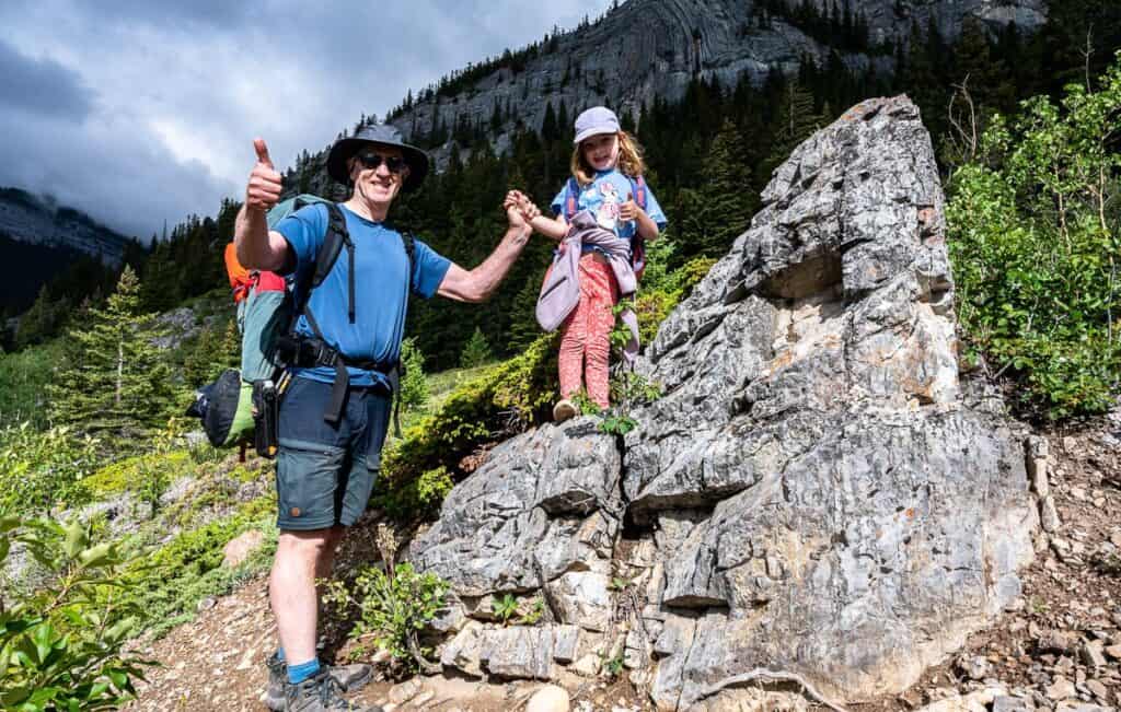 We're not on a rigid schedule so the kids can stop and climb rocks along the hike