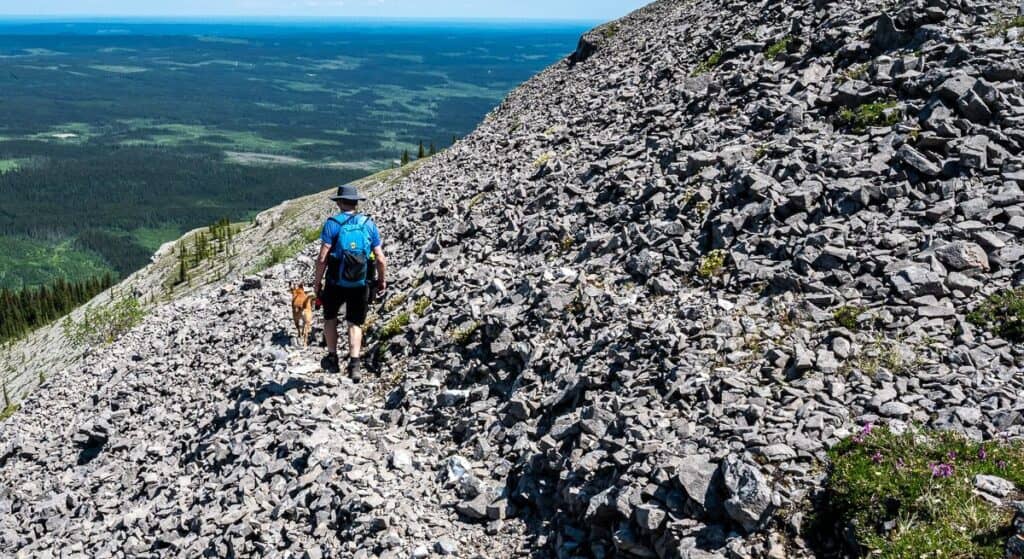 It's a very rocky but short descent off the east summit 