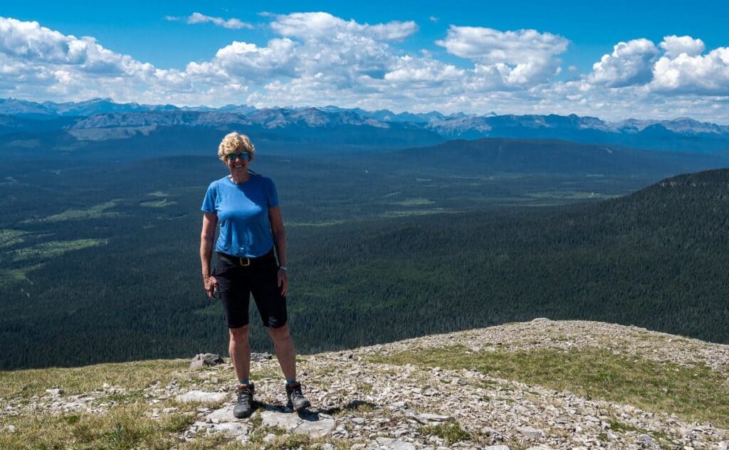 
Me on the summit of Coliseum Mountain enjoying grand views of Nordegg, Abraham Lake and beyond