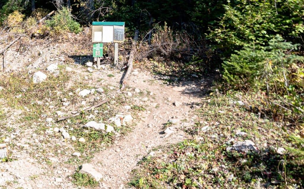 Take a right at the signed turnoff into the woods to continue the hike to Diana Lake