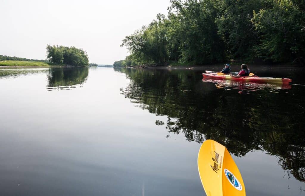Peaceful kayaking with not another soul in sight on the Wolastoq Island Route near Fredericton