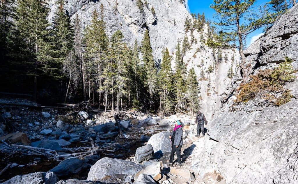 Close to the end of the Heart Creek Trail in the canyon