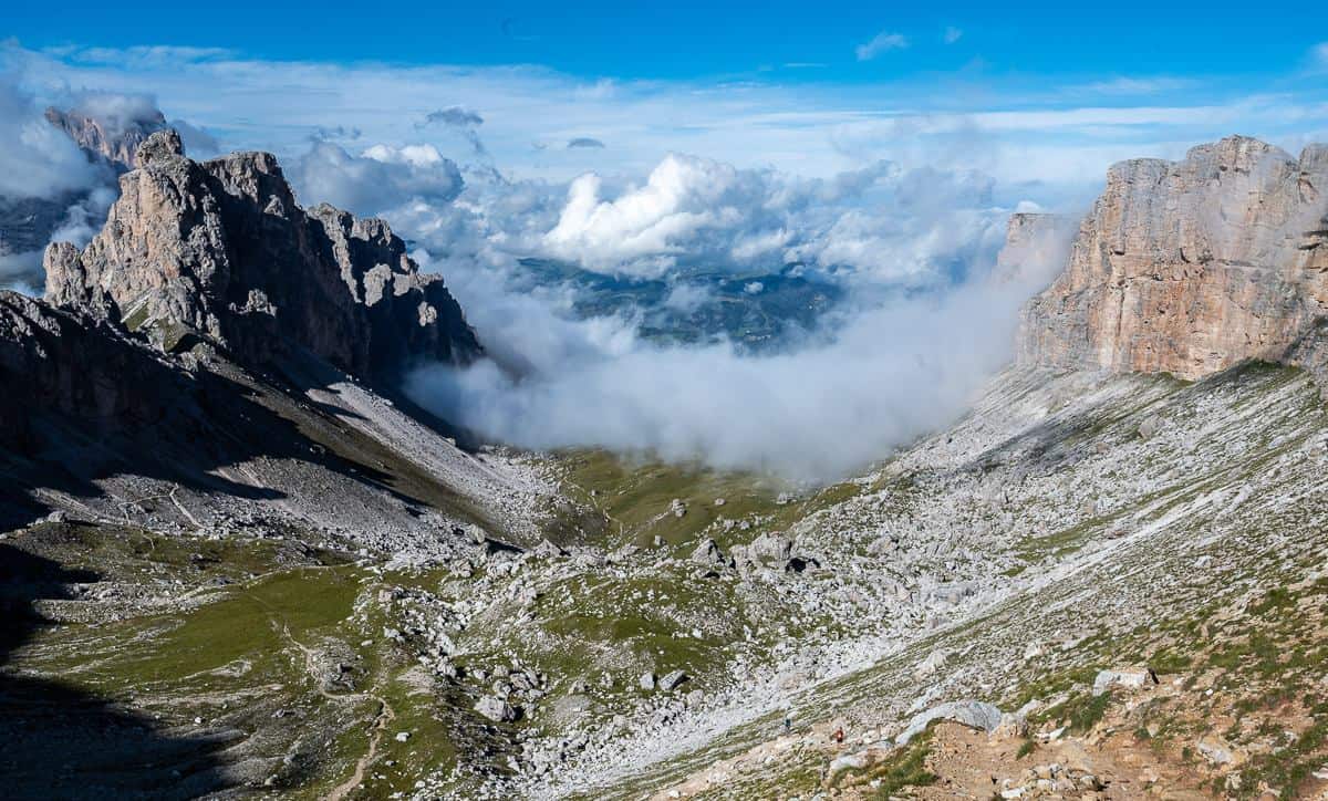 Gorgeous views down the valley after leaving the Puez Hut