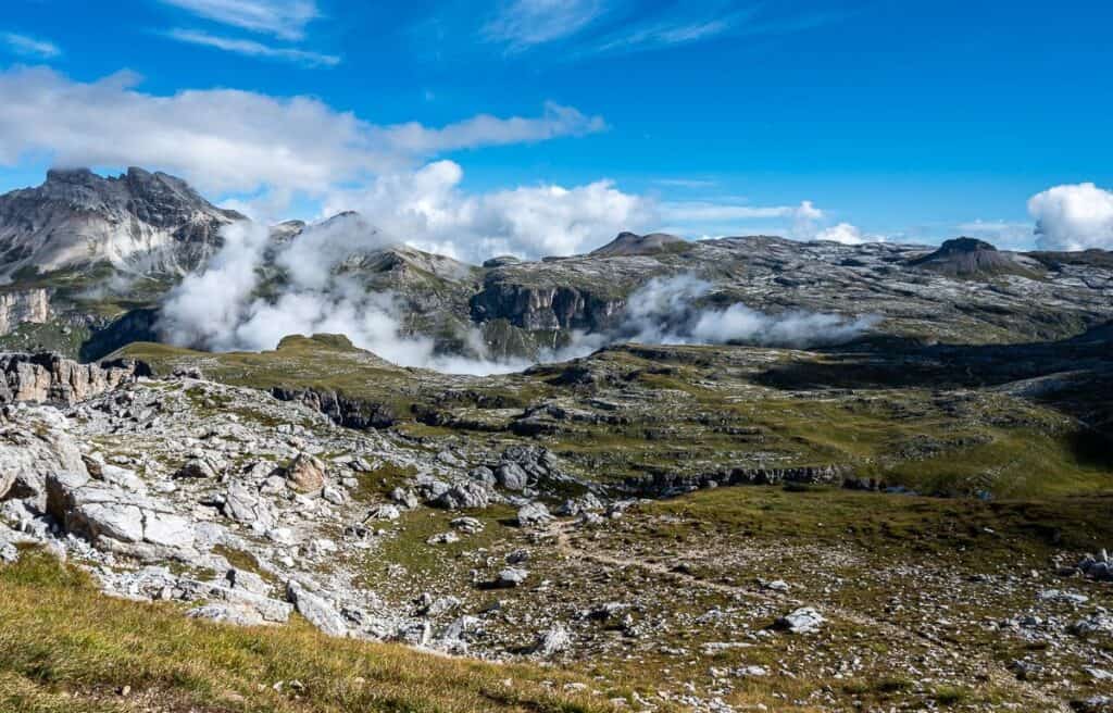 Grand scenery on the Alta Via 2 shortly after leaving Puez Hut - and heading for Rifugio Boe