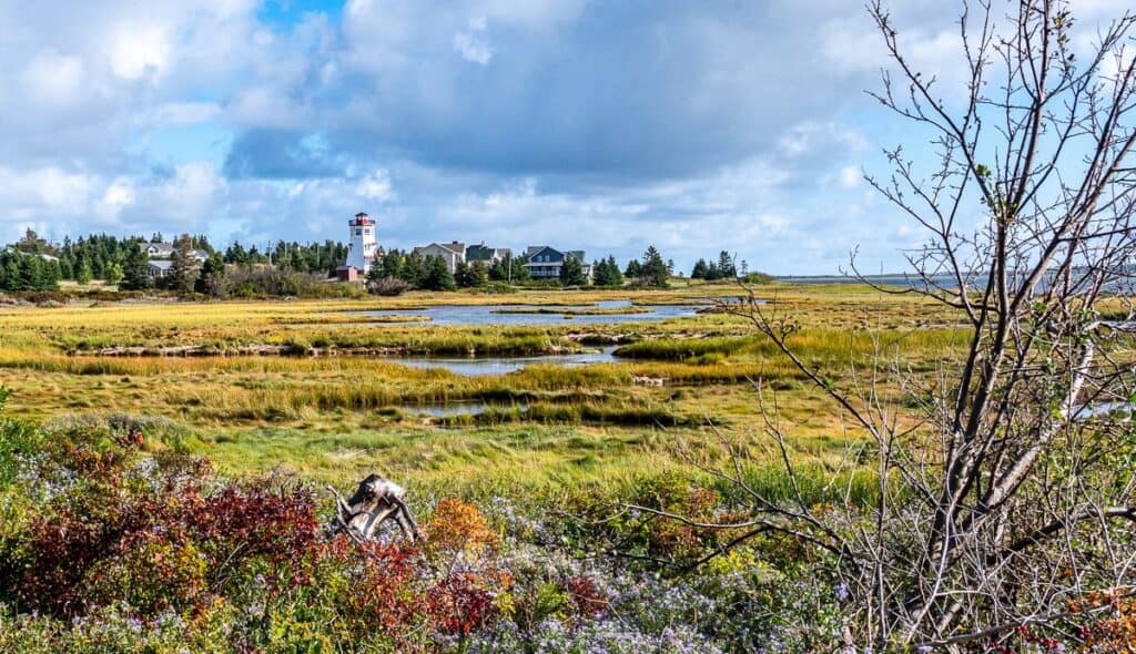 Pretty walking on secondary roads around Rustico Bay