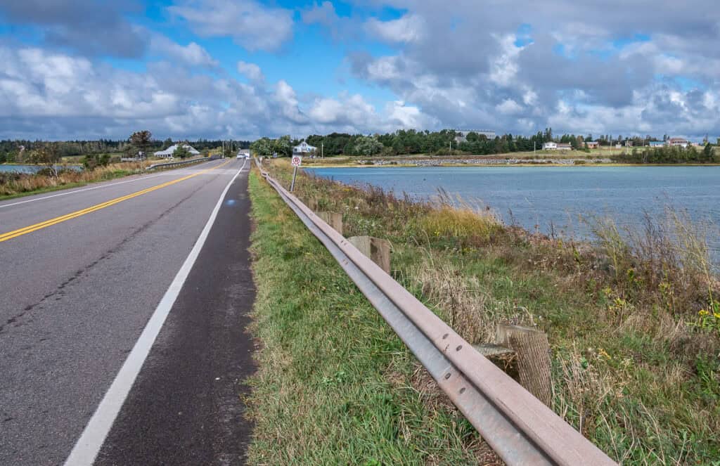 The bridge over the Wheatley River has a good-sized shoulder