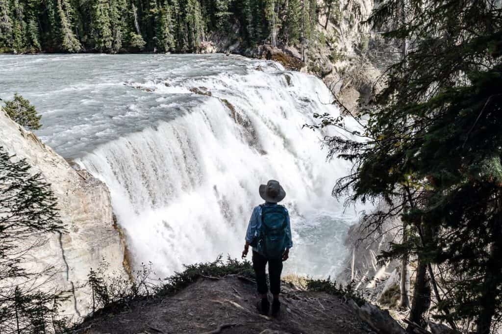 Wapta Falls is one wide waterfall with a very high flow rate