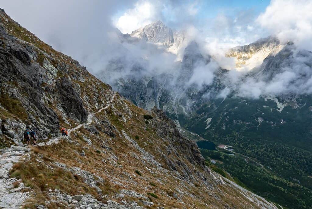 We can finally see Zelene Pleso way down at the bottom 