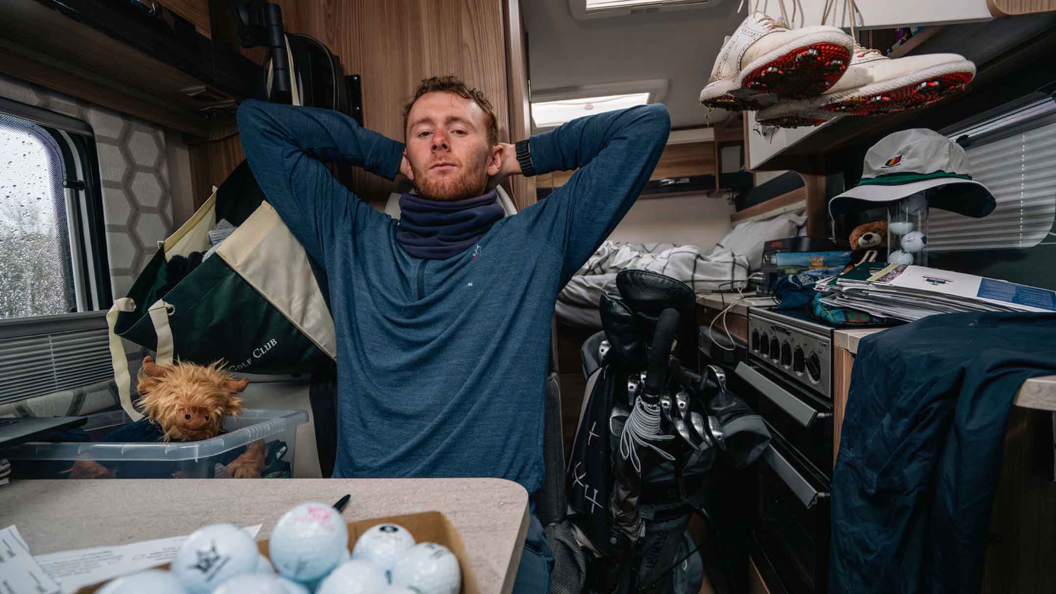 josh simpson and the van he used to break world record for most rounds played