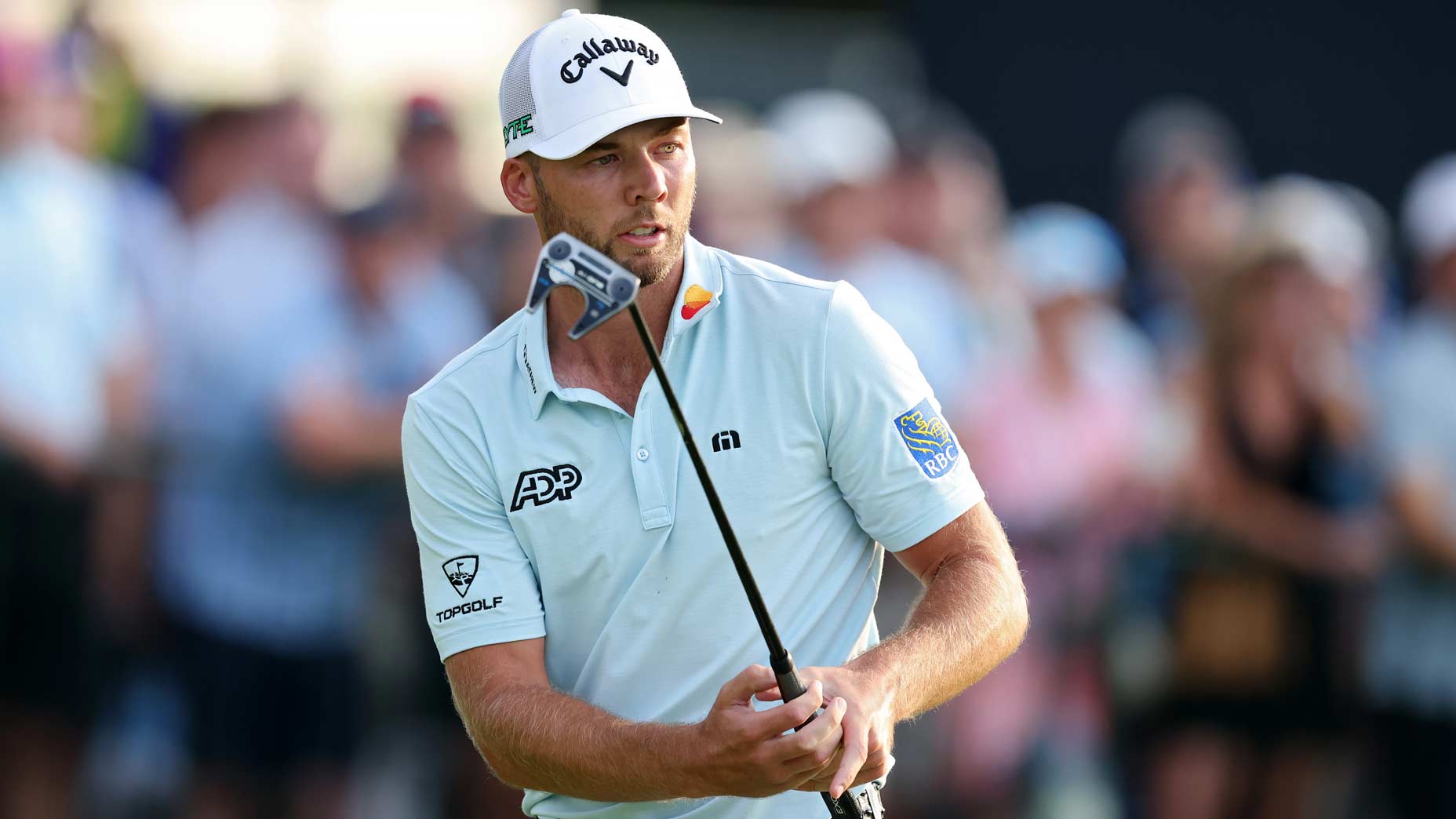 Sam Burns of the United States putts during the third round of the 125th U.S. OPEN at Oakmont Country Club on June 14, 2025 in Oakmont, Pennsylvania.