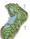 The layout of the 18th hole at Haesley Nine Bridges, host of the 2024 Bridges Cup