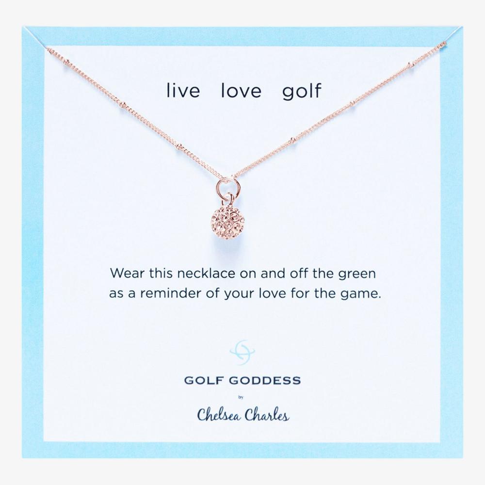 Chelsea Charles Golf Goddess Rose Gold Golf Ball Charm Necklace