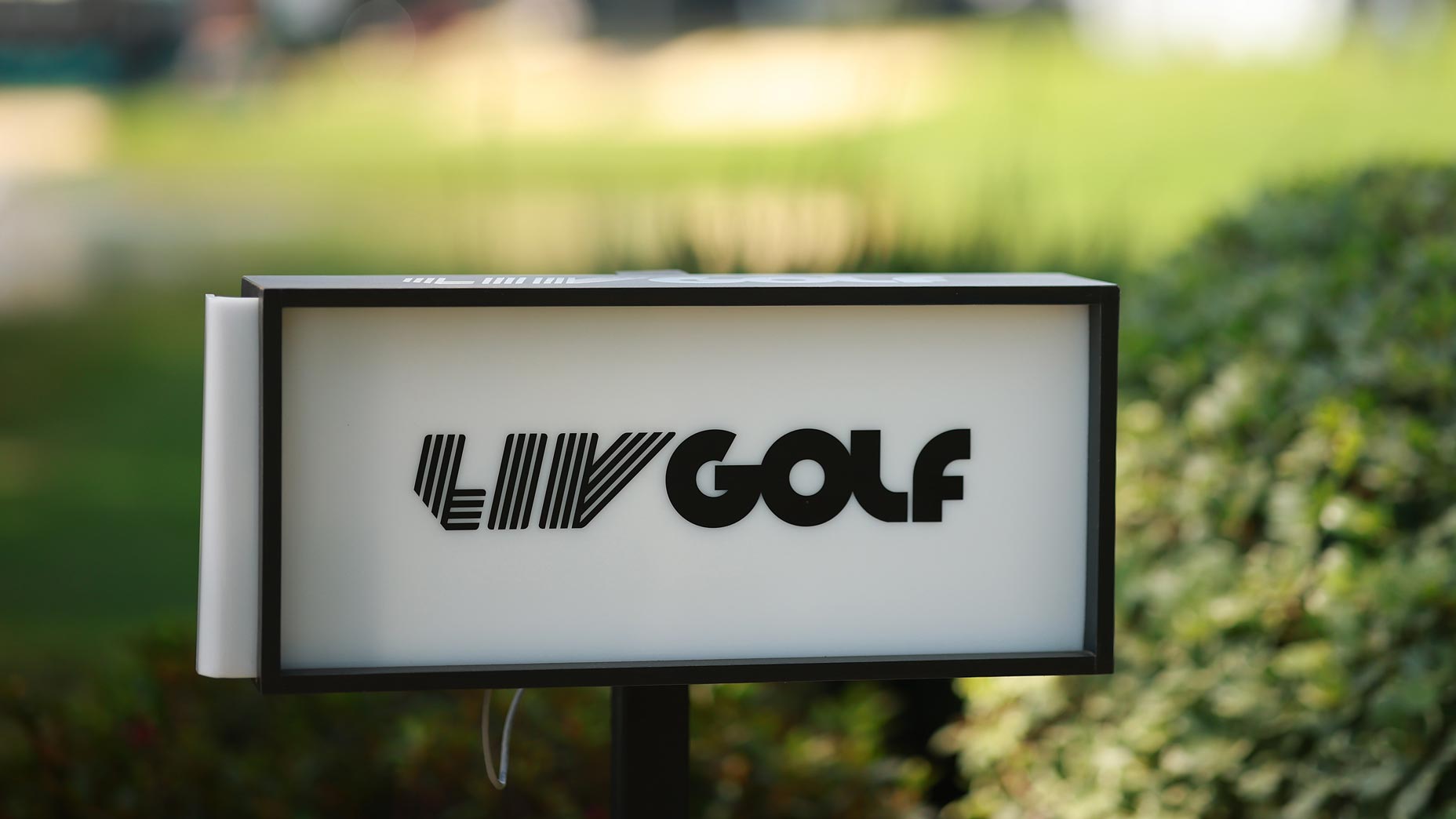 LIV Golf logo pitcured during the 2025 LIV Golf Mexico City event.