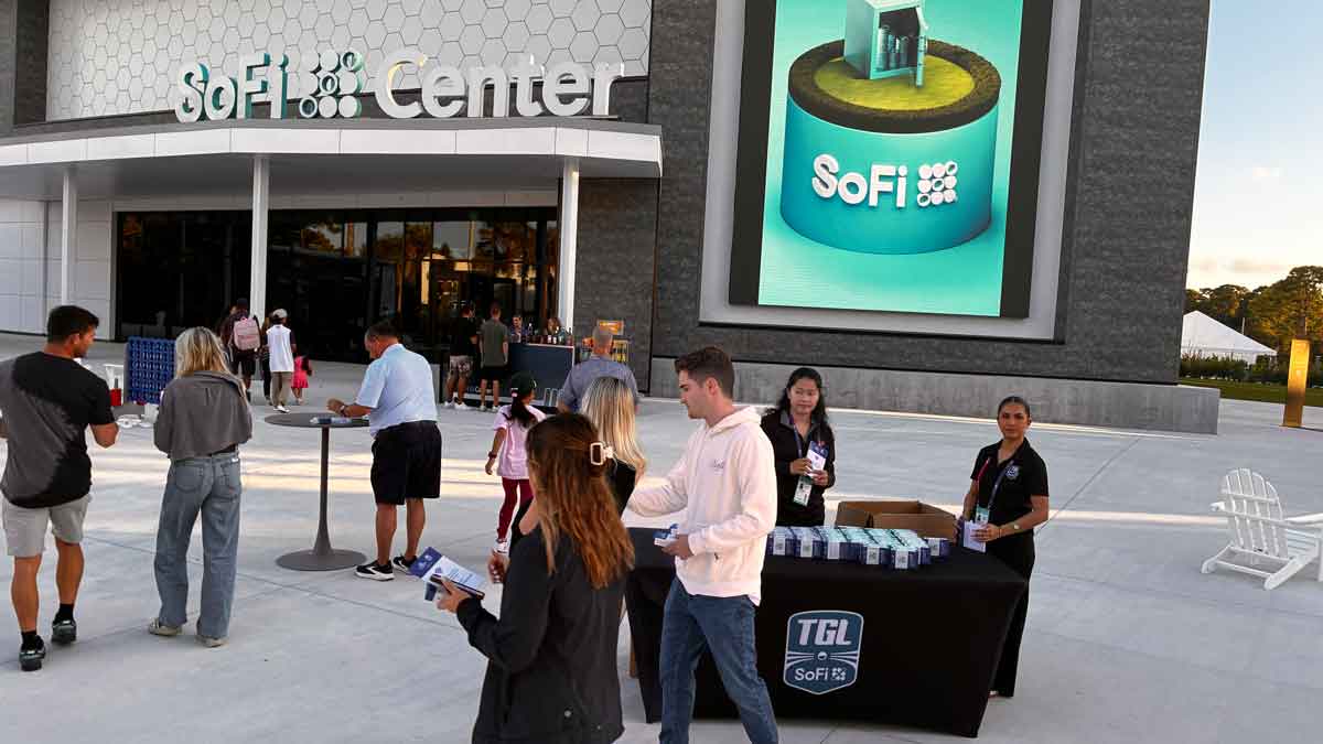 outside the TGL SoFi Center