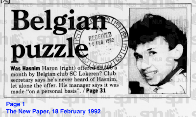 The New Paper raised the question on Hasnim Haron's move to SC Lokeren in 1992