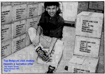 Hasnim Haron trying on his pair of "Hasnim King" boots by Umbro