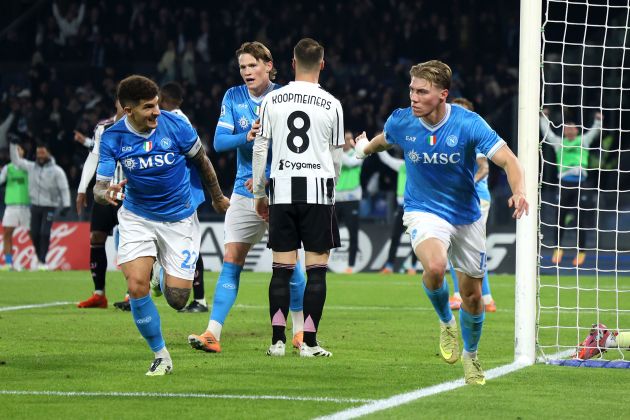 Rasmus Hojlund scoring against Juventus