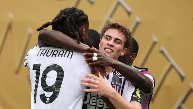 Khephren Thuram and Kenan Yildiz celebrating v Wydad
